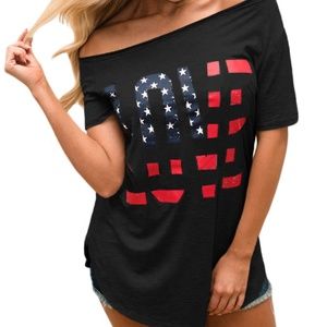 Flag Love Slouch Shoulder Tops